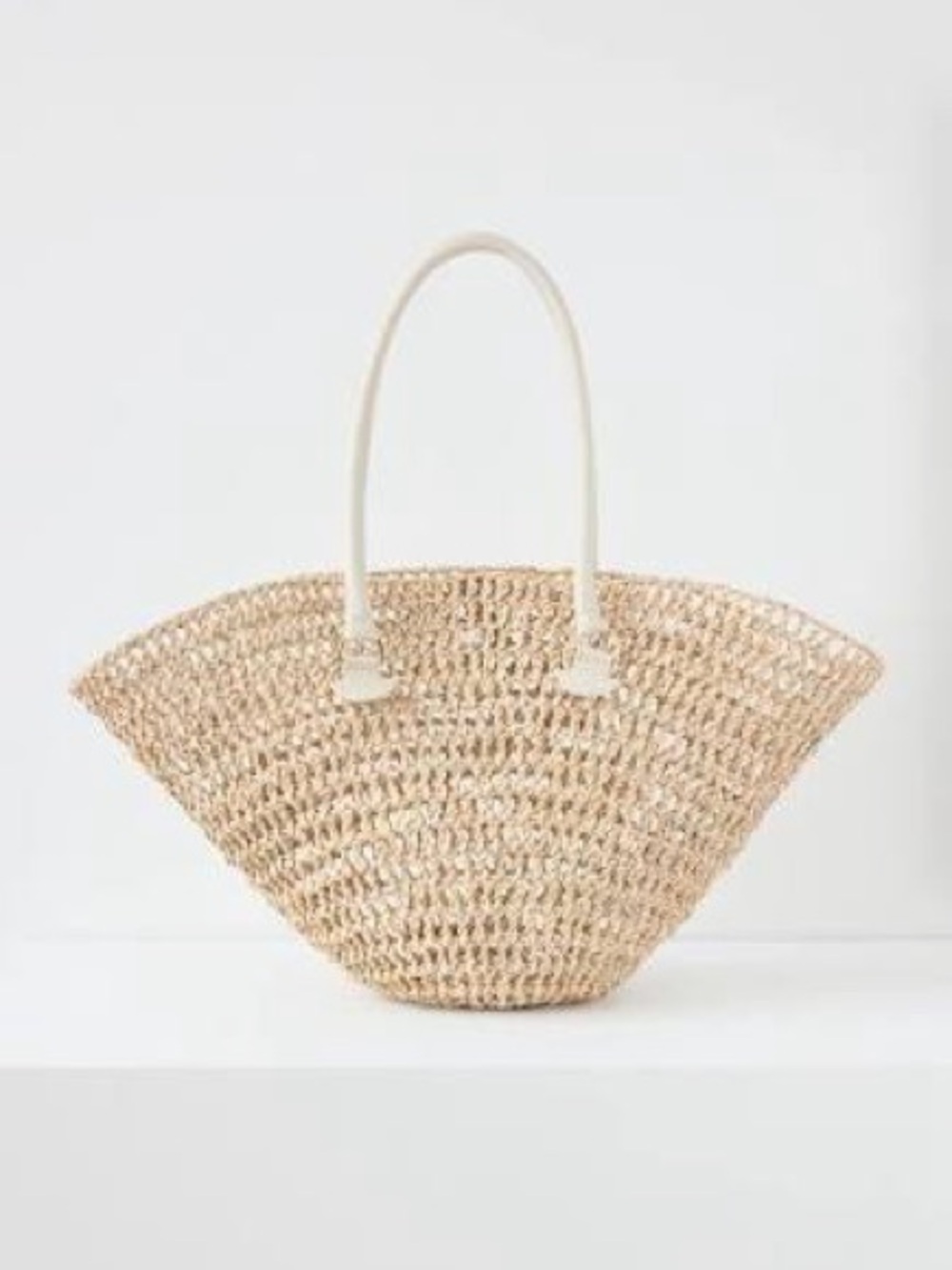 Eilaf Shamisa Braided Natural Straw Bucket Tote Ivory Leather Trim $395 - Picture 3 of 14